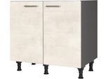 Spülenschrank NOBILIA "Riva", vormontiert, mit höhenverstellbaren Sockelfüßen", weiß (front: weißbeton nachbildung, korpus: schiefergrau), B:90cm H:87cm T:58,3cm, Schränke, Spülenschrank, Breite 90 cm