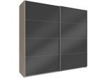 Schwebetürenschrank WIMEX "Easy", grau (plankeneichefarben, grauglas), B:180cm H:210cm T:65cm, Schränke, Schwebetürenschrank, mit Vollglas