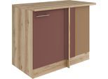 Eckunterschrank OPTIFIT "Bella", rot (rostrot, wildeiche, wildeiche), B:100cm H:84,8cm T:60cm, Holzwerkstoff, Schränke, Eckunterschrank, Breite 100 cm, Türanschlag wechselbar
