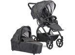 Kombi-Kinderwagen GESSLEIN "FX4 Soft+ mit Aufsatz Classic schwarz/schwarz, schwarzgrau", Baby, schwarz (schwarzgrau), Kinderwagen, mit Babywanne Cx3 und Babyschalenadapter