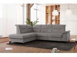 Ecksofa SIT&MORE "Astoria L-Form" Sofas Gr. B/H/T: 256 cm x 91 cm x 225 cm, Microfaser, Ottomane links, mit Kopfteilverstellung-mit Armlehnfunktion-ohne Rela x funktion motorisch im Sofa 2,5-sitzig, grau (hellgrau) Ecksofas wahlweise mit motorischer Relaxfunktion