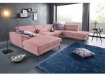 Wohnlandschaft SIT & MORE "Percy U-Form", rosa (altrosa), B:343cm T:235cm, Sofas, Wohnlandschaft, 15 cm Fußhöhe, Sitztiefenverstellung, wahlweise in 2 Fußfarben