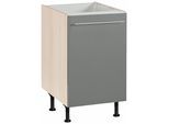 Spülenschrank OPTIFIT "Bern", grau (basaltgrau, akaziefarben), B:50cm H:87cm T:58,4cm, Schränke, Spülenschrank, 50 cm breit, mit 1 Tür, mit höhenverstellbaren Füssen, mit Metallgriff