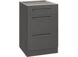 Unterschrank WIHO KÜCHEN "Unna", grau (front und korpus: anthrazit), B:50cm H:82cm T:57cm, Schränke, Unterschrank, 50 cm breit, mit 2 grossen Auszügen, ohne Arbeitsplatte