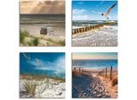 Artland Leinwandbild »Einsamer Strand Ostsee Sanddüne Gräser«, Strand, (4 St.), 4er Set, verschiedene Grössen