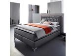 Boxspringbett INOSIGN "Coos", grau (anthrazit, orange), B:149cm L:212cm, Bezug Topper 100% Polyester, Kunstleder, Komplettbetten, Boxspringbett, mit besonderer Steppung im Kopfteil, 3 Matratzenarten, 2 Härtegrade