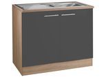 Spülenschrank OPTIFIT "Kalmar", grau (anthrazit), B:100cm H:85cm T:60cm, Schränke, Spülenschrank, Breite 100 cm