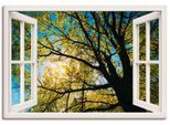 Artland Wandbild »Fensterblick Frühlingssonne Baumkrone«, Bäume, (1 St.), als Leinwandbild, Poster in verschied. Grössen