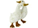 Dekoobjekt I.GE.A. "Gänsepaar", weiss (weiß), B:18cm H:27cm, Polyresin, Dekofiguren, Dekoobjekt, 2er Set 3 Küken Balkon Deko Wintergarten Teich Garten Tierfigur