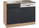 Spülenschrank OPTIFIT "Roth", schwarz (anthrazit, wildeichefarben), B:110cm H:88cm T:60cm, Schränke, Spülenschrank, Breite 110 cm