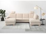 Home affaire Wohnlandschaft »Summer U-Form«, mit oder ohne Bettfunktion und Bettkasten, Cord-Bezug