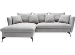andas Ecksofa »LIVORNO,258 cm, L-Form,«, Schlaffunktion u. Bettkasten (139/224cm), Samt, Struktur, Webstoff