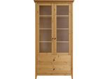 Wohnglücklich by Infantil Vitrine »Solvita«, Schrank Hochschrank mit Glastür, Kiefer massiv Breite 101 cm, Landhaus