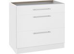 Unterschrank WIHO KÜCHEN "Unna", weiss (front und korpus: weiß), B:90cm H:82cm T:57cm, Schränke, Unterschrank, 90 cm breit, mit 2 grossen Auszügen, ohne Arbeitsplatte