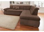 DOMO collection Ecksofa "NMoric incl. Zierkissen B/T/H: 273/216/80 cm L-Form" Ottomanen-Abschluss, wahlweise mit Bettfunktion und Armlehnverstellung