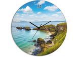 Artland Wanduhr »Glasuhr rund Küstenweg in Carrick-a-Rede«, wahlweise mit Quarz- oder Funkuhrwerk, lautlos ohne Tickgeräusche