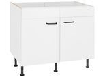 Spülenschrank OPTIFIT "Elga", weiss (weiß, weiß), B:100cm H:87cm T:58,4cm, Holzwerkstoff, Schränke, Spülenschrank, mit Soft-Close-Funktion, höhenverstellbaren Füssen, Breite 100 cm