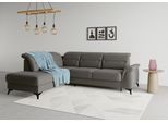 Ecksofa SIT & MORE "Sinatra L-Form", grau (fango), B:251cm H:85cm T:220cm, 100% Polyester, Sofas, Ecksofa, mit Ottomane, optional mit Kopfteilverstellung und Armteilfunktion