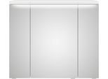Spiegelschrank SAPHIR "Balto Sprint Badschrank mit LED-Lichtkranz, 85,2 cm breit, 3 Türen", weiß (weiß glanz), B:85,2cm H:72,3cm T:17cm, Holzwerkstoff, Schränke, Spiegelschrank, Schalter-/ Steckdosenkombination, inkl. Türdämpfer, 693LM, 12V LED