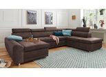 Wohnlandschaft SIT & MORE "Riva U-Form", braun, B:337cm H:92cm T:95cm, Struktur (100% Polyester);Flachgewebe (100% Polyester);Luxus-Microfaser (100% Polyester), Sofas, Wohnlandschaft, wahlweise mit Bettfunktion