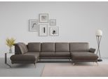 Wohnlandschaft SIT & MORE "Fashion U-Form", braun, B:338cm H:84cm T:207cm, Sofas, Wohnlandschaft, wahlweise mit Kopfteilverstellung, Vorziehsitz, motorisch, Nickelfüße