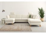 Wohnlandschaft HOME AFFAIRE "Trelleborg U-Form", beige (creme), B:307cm H:86cm T:213cm, 100% Polyester, Sofas, Wohnlandschaft, Federkern-Polsterung, wahlweise mit Bettfunktion und Stauraum