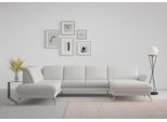 Wohnlandschaft SIT & MORE "Fashion U-Form", grau (hellgrau), B:338cm H:84cm T:207cm, Sofas, Wohnlandschaft, wahlweise mit Kopfteilverstellung, Vorziehsitz, motorisch, Nickelfüße