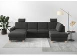 Wohnlandschaft HOME AFFAIRE "Summer U-Form", grau (anthrazit), B:314cm H:91cm T:170cm, 95% Polyester, 5% Polyamid, Sofas, Wohnlandschaft, mit oder ohne Bettfunktion und Bettkasten, Cord-Bezug