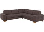 Ecksofa HOME AFFAIRE "Puccini L-Form", braun (nuss), B:276cm H:86cm T:271cm, Luxus-Microfaser Lederoptik (100% Polyester), Luxus-Microfaser (100% Polyester), Luxus-Microfaser ALTARA NUBUCK (100% Polyester), Sofas, mit Federkern, Sitztiefenverstellung, Kontrastnaht