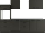 Küchenzeile OPTIFIT "Palma", grau (küche: grau, front: anthrazit, korpus: anthrazit, arbeitsplatte: anthrazit), B:270cm T:60cm, Komplettküchen-Sets, Küchenzeile, Breite 270 cm, wahlweise mit E-Geräten, seitenverkehrt stellbar