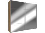 Schwebetürenschrank WIMEX "Easy", braun (plankeneichefarben, spiegel), B:225cm H:210cm T:65cm, Schränke, Schwebetürenschrank, mit Vollspiegel