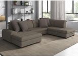 Wohnlandschaft SIT & MORE "Luxor U-Form", beige (dunkelbeige), B:329cm T:224cm, Luxus-Microfaser ALTARA NUBUCK (100% Polyester);Soft clean (98% Polyester, 2% Polyamid);Struktur fein (100% Polyester), Sofas, Wohnlandschaft, wahlweise mit Bettfunktion, Bettkasten und Kopfteilverstellung