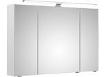 Spiegelschrank SAPHIR "Quickset Badschrank, 3 Spiegeltüren, 6 Einlegeböden, 105 cm breit", weiß (weiß glanz, weiß hochglanz), B:105cm H:70cm T:16cm, Holzwerkstoff, Schränke, Spiegelschrank Spiegelschrank mit Beleuchtung, inkl. LED-Beleuchtung, Türdämpfer, Schalter-/Steckdosenkombination