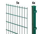 Doppelstabmattenzaun GARDEN 'N' MORE "Standard", grün, H:120cm L:10cm, Kunststoff, Stahl, Zaunelemente, 5 Elemente für 10 m, LxH: 200 x 123 cm, mit 6 Pfosten