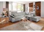 Ecksofa HOME AFFAIRE "Mauritius L-Form", silber, B:276cm T:232cm, Struktur fein (100% Polyester);Luxus-Microfaser Lederoptik (100% Polyester);Soft clean (98% Polyester, 2% Polyamid), Sofas, Ecksofa, mit Ottomane, mit Kopfteil- und Armlehnverstellung