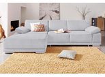 Ecksofa SIT & MORE "Coria L-Form", silber, B:282cm H:80cm T:162cm, Kunstleder SOFTLUX;Struktur ( 100% Polyester);Struktur fein ( 90% Polyester; 10% Polyamid);Luxus-Microfaser ALTARA NUBUCK (100% Polyester), Sofas, Ecksofa, mit XL-Recamiere, wahlweise mit Bettfunktion