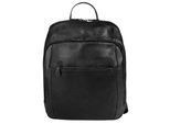 Laptoprucksack PIKÉ, Gr. B/H/T: 28cm x 35cm x 6cm, onesize, schwarz, Leder, Rindsleder, Rucksäcke Laptoprucksack, echt Leder, Made in Italy