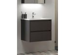 Waschtisch WELLTIME "Urban", grau (grau matt, grau), B:61,5cm H:50cm T:46,5cm, Holzwerkstoff, Keramik, Kunststoff, MDF, Waschtische, Waschtisch, mit Keramik Waschbecken, 2 Schubladen mit Softclose, Breite 60 cm