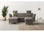 Ecksofa HOME AFFAIRE "Trelleborg L-Form", braun (schlamm), B:249cm H:86cm T:162cm, 100% Polyester, Sofas, Ecksofa, Federkern-Polsterung, wahlweise mit Bettfunktion und Bettkasten