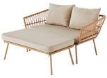 Gartenliege MY FLAIR "Mariane", braun (natur), Obermaterial: 100% Polyester. Füllung: 100% Polyester, Gartenliegen, inkl. Hocker