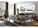Boxspringbett "Carola", grau (hellgrau), B:202cm L:206cm, Bezug Bett: Feinstruktur (100% Polypropylen);Matratze: 100% Polypropylen, Liegefläche 100% Polyester;Topper: 100% Polyester, ATLANTIC HOME COLLECTION, Komplettbetten, Boxspringbett, mit 7-Zonen-Taschen-Federkernmatratze und Komfortschaum-Topper
