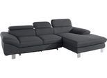 Ecksofa COTTA "Driver L-Form" Sofas Gr. B/H/T: 268 cm x 73 cm x 169 cm, Struktur, Recamiere rechts, mit Kopfteilverstellung-mit Bettfunktion und Bettkasten, schwarz Ecksofas mit Kopfteilverstellung, wahlweise Bettfunktion