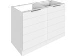 Spülenschrank KOCHSTATION "KS-Luhe", weiß (weiß matt, weiß), B:120cm H:82cm T:60cm, MDF, Schränke, Spülenschrank, 120 cm breit, hochwertige MDF-Fronten mit waagerechter Lisene
