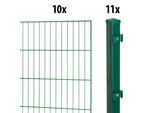 Einstabmattenzaun GARDEN 'N' MORE "Standard", grün, H:175cm L:20cm, Kunststoff, Stahl, Zaunelemente, 10 Elemente für 20 m, LxH: 200 x 175 cm, mit 11 Pfosten