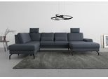 Wohnlandschaft SIT & MORE "Cinturo U-Form", blau (dunkelblau), B:345cm H:91cm T:226cm, Sofas, Wohnlandschaft, inklusive Sitztiefenverstellung und Federkern, Sitzhöhe 48 cm
