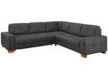 Ecksofa HOME AFFAIRE "Puccini L-Form", grau (anthrazit), B:276cm H:86cm T:271cm, Luxus-Microfaser Lederoptik (100% Polyester);Luxus-Microfaser (100% Polyester);Luxus-Microfaser ALTARA NUBUCK (100% Polyester), Sofas, Ecksofa, mit Federkern, Sitztiefenverstellung, Kontrastnaht
