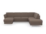 Wohnlandschaft SIT & MORE "Visby U-Form", grau (taupe), B:303cm H:87cm T:213cm, Sofas, Wohnlandschaft, Wahlweise mit Bettfunktion und Stauraum, frei im Raum stellbar