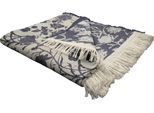 Wohndecke ADAM "Flower Cuvée", blau (dunkelblau), B:145cm L:190cm, Baumwolle, Wohndecken, Wohndecke, im floralem Design, Kuscheldecke