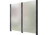 Zaun STAKET PRO, grau (anthrazit), H:188cm L:229cm, Aluminium, Glas, Zaunelemente, Glaszaun, Gesamtlänge: 2,29 m, 3 Pfosten