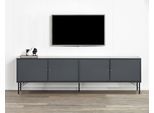 TV-Board HAMMEL FURNITURE "Mistral Fernsehschrank, Medienmöbel", grau (graphit, graphit stoff), B:214,9cm H:62cm T:45cm, Holzwerkstoff, MDF, Massivholz, Stoff, Sideboards, TV-Board, mit Türen mit Akustikstoff, Metall Füße, Lowboard, B: 214,9 cm